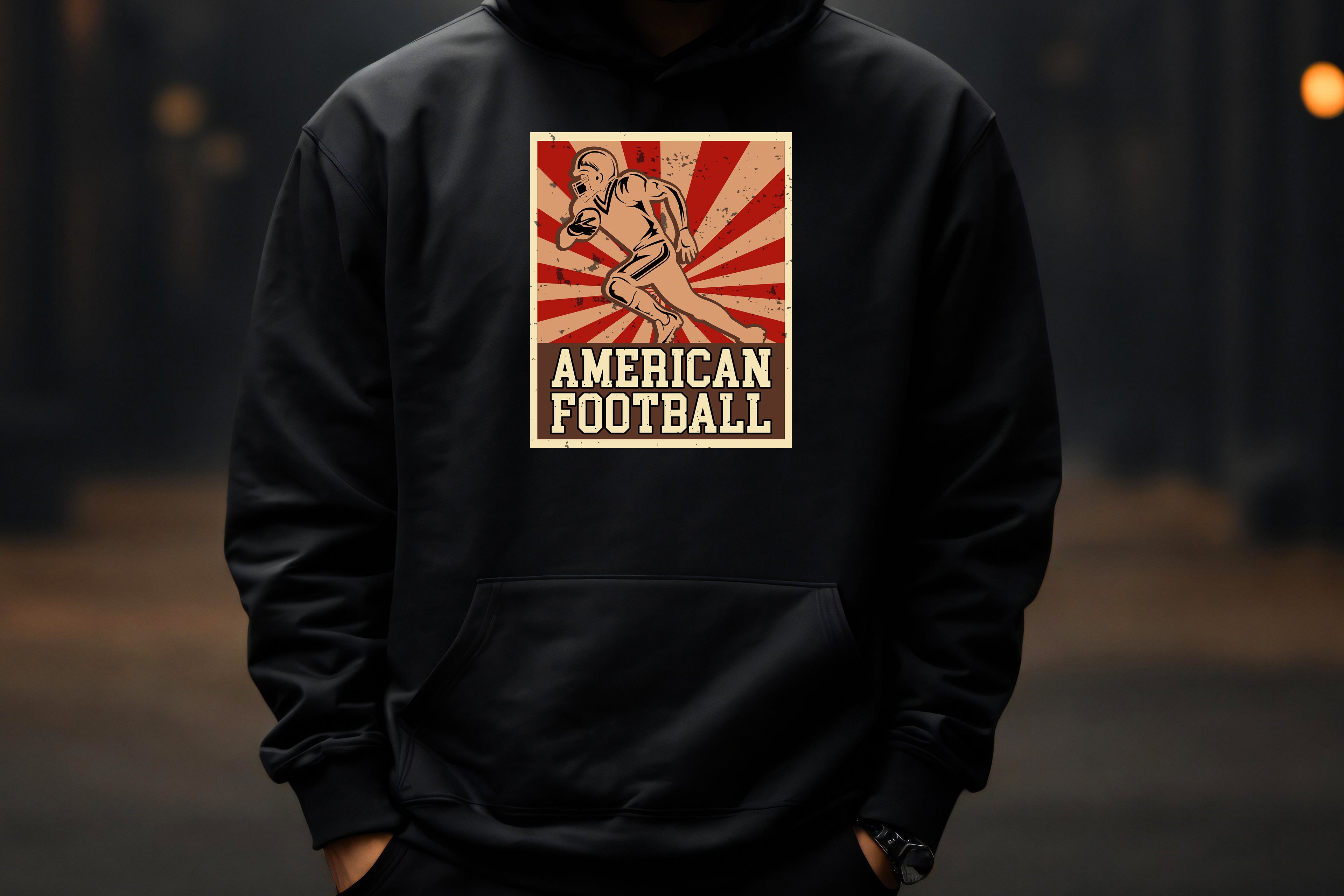 American Football Vintage Hoodie – Red Sun Edition
